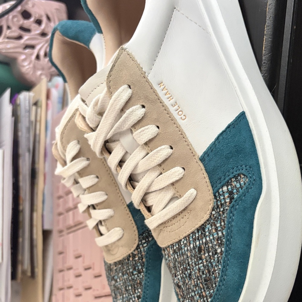 Cole Haan Women's White and Teal Sneakers